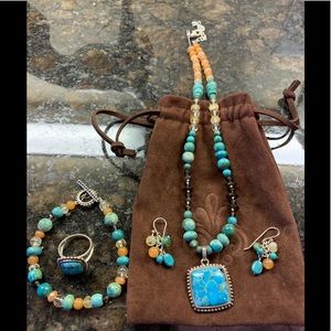 Barse silver and turquoise 4-piece necklace set